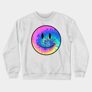 electric neon tie dye smiley face Crewneck Sweatshirt